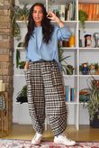 Jasper Plaid Brushed Cotton Shelby Barrel Pant Black